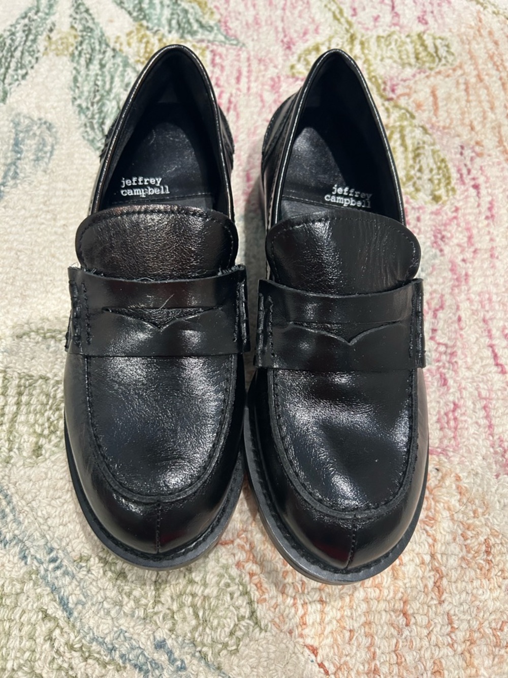 New Jeffrey Campbell Black Leather Penny Loafers Women’s size 6 - Picture 7 of 7